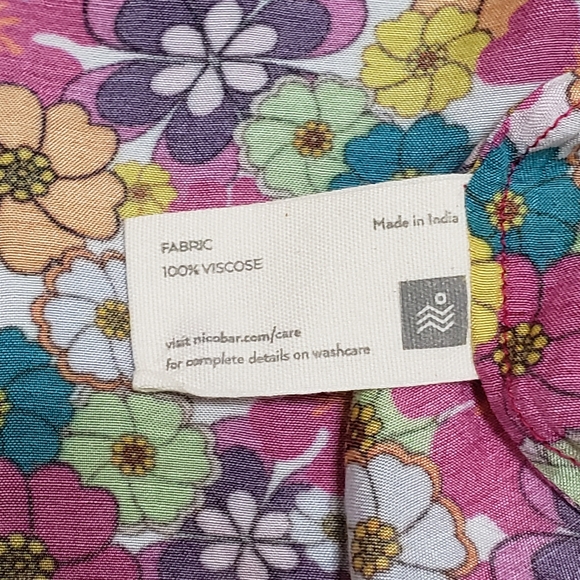 Nicobar Womens Floral Blouse Top Hippe Retro Free Size Flower Power - Picture 12 of 13